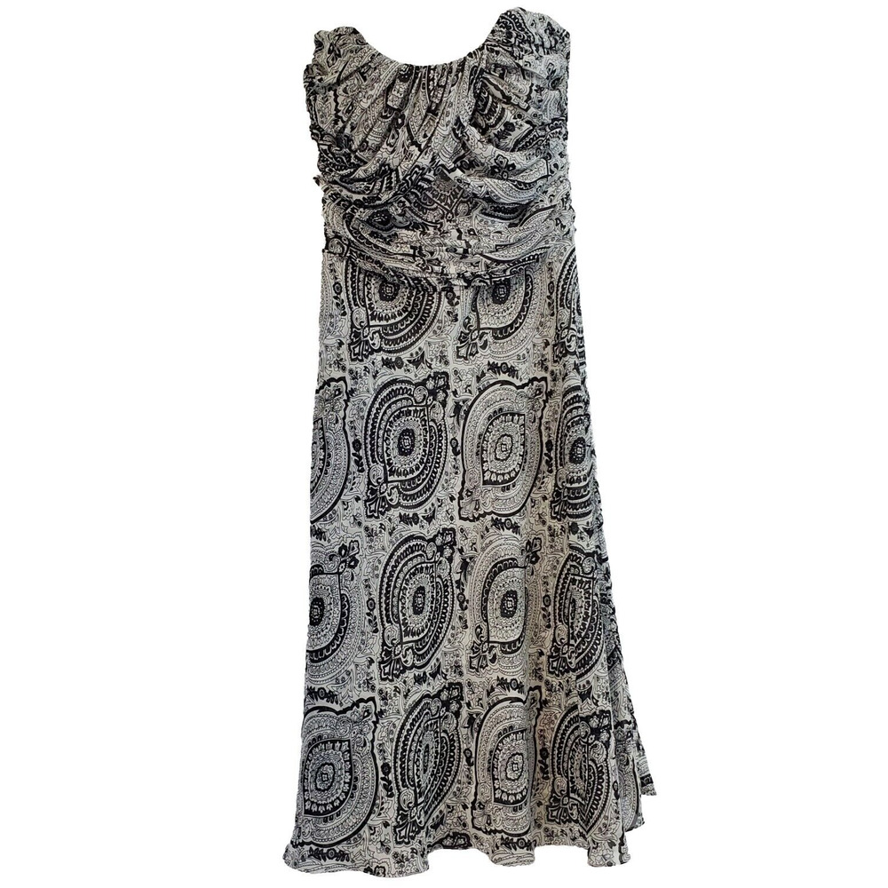 White House Black Market Strapless Dress Women's 2 Black White Formal Cocktail